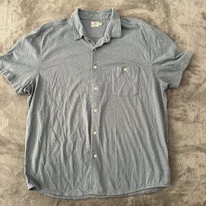 Faherty 100% Cotton Short Sleeve Button Down Polo Shirt Men's XXL Blue